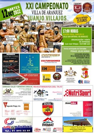Cartel oficial del XXI Campeonato Villa de Aranjuez Juanjo Villajos, 12 de octubre de 2022 en el Teatro Real Carlos III